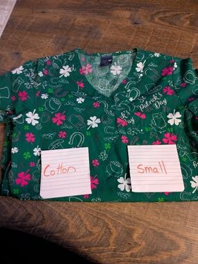 St. Patrick's Day Green Floral Scrub Top